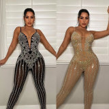 Plus Size Hot Drilling Sling Jumpsuit NY-2501
