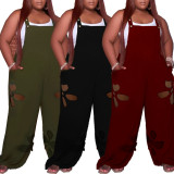 Plus Size Solid Hole Strap Jumpsuit ZDF-31216