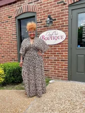 Plus Size Leopard Print V Neck High Waist Maxi Dress WAF-77473