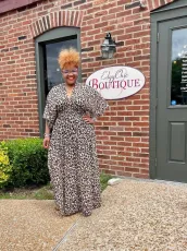 Plus Size Leopard Print V Neck High Waist Maxi Dress WAF-77473