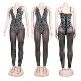 Plus Size Hot Drilling Sling Jumpsuit NY-2501