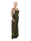 Plus Size Solid Hole Strap Jumpsuit ZDF-31216