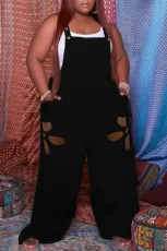 Plus Size Solid Hole Strap Jumpsuit ZDF-31216