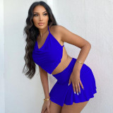 Sexy Halter Top Mini Skirt Two Piece Sets TE-4448