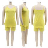 Solid Cami Top And Shorts Two Piece Sets SFY-2178