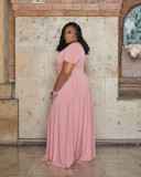 Plus Size Casual Printed Short Sleeve Maxi Dress WAF-7439235
