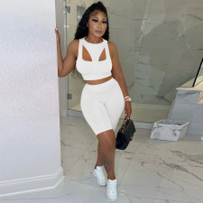 Solid Sleeveless Two Piece Shorts Sets TE-4447