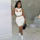 Solid Sleeveless Two Piece Shorts Sets TE-4447