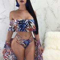 Floral Print Swimwear 4 Piece Sets LSL-6085