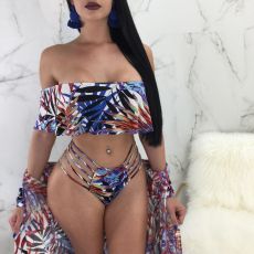 Floral Print Swimwear 4 Piece Sets LSL-6085