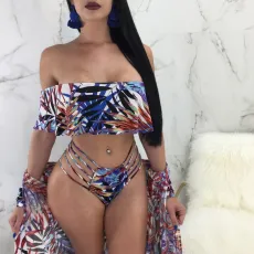 Floral Print Swimwear 4 Piece Sets LSL-6085