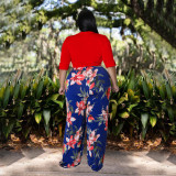 Plus Size Crop Top+Printed Pants 2 Piece Sets NNWF-7579