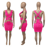 Sexy Hollow Out Bandage Two Piece Skirt Sets ME-S903