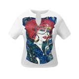 Casual Printed Short Sleeve O Neck T Shirt MDF-5322