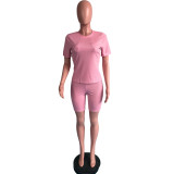 Solid T Shirt And Shorts Two Piece Sets OMY-81024