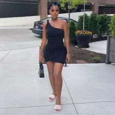 Sexy One Shoulder Sleeveless Mini Dress YF-10180