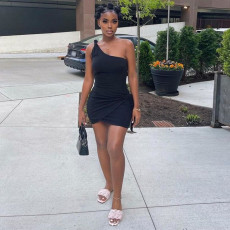 Sexy One Shoulder Sleeveless Mini Dress YF-10180