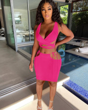 Sexy Hollow Out Bandage Two Piece Skirt Sets ME-S903