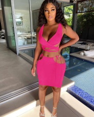 Sexy Hollow Out Bandage Two Piece Skirt Sets ME-S903