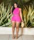 Solid Ruched Sleeveless Drawstring 2 Piece Sets HMS-5550