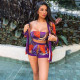 Sexy Printed Tube Top+Cloak Coat+Shorts 3 Piece Sets WPF-80758