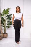 Solid Sleeveless Tassel Pants Two Piece Sets ZDF-31217