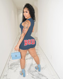 Letter Print Sleeveless Bodysuit+Shorts 2 Piece Sets CXLF-882