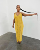 Sexy Spaghetti Strap Sleeveless Hollow Maxi Dress TR-1213