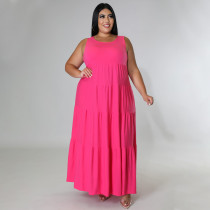 Plus Size Solid Sleeveless Maxi Dress NNWF-7501