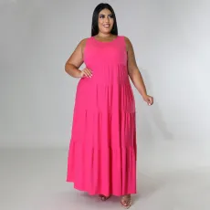 Plus Size Solid Sleeveless Maxi Dress NNWF-7501
