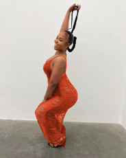 Sexy Spaghetti Strap Sleeveless Hollow Maxi Dress TR-1213