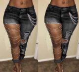 Fashion Chain Ripped Pencil Jeans XCFF- 243