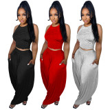 Solid Backless Cami Top Harem Pants 2 Piece Sets TE-4450