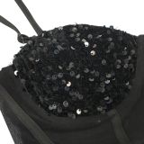 Sexy Sequin High Split Sling Long Evening Dress BY-5843