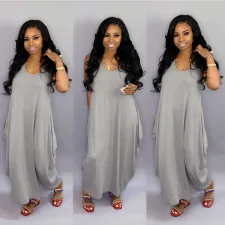 Solid Sleeveless Loose Maxi Dress SFY-028