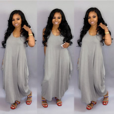 Solid Sleeveless Loose Maxi Dress SFY-028
