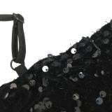 Sexy Sequin High Split Sling Long Evening Dress BY-5843