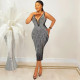 Hot Drilling Sleeveless Night Club Midi Dress BY-5808
