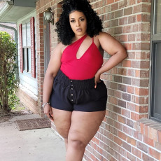 Plus Size Black Casual Shorts ONY-7011