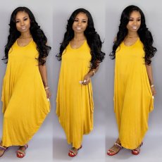 Solid Sleeveless Loose Maxi Dress SFY-028