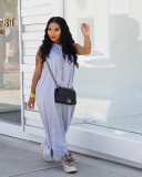 Fashion Casual Sleeveless Pocket Loose Maxi Dress BLX-61008