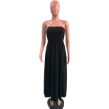Sexy Solid Color Wrap Chest Maxi Dress OMY-81026