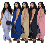 Fashion Casual Sleeveless Pocket Loose Maxi Dress BLX-61008