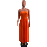Sexy Solid Color Wrap Chest Maxi Dress OMY-81026
