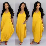 Casual Sleeveless Solid Color Loose Maxi Dress BMF-MM028