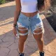 Plus Size Fashion Casual Ripped Denim Shorts ONY-6004