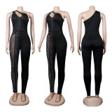 Plus Size Hot Drilling One Shoulder Jumpsuit NY-2518