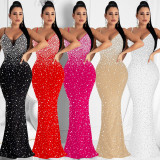 Sexy Hot Drilling Backless Sling Evening Dress BY-5852