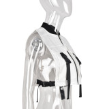 Trendy Sleeveless Zipper Buckle Top GBTF-8156DF