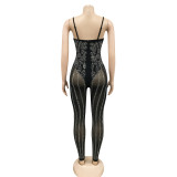 Sexy Hot Drilling Mesh Night Club Jumpsuit BY-5866